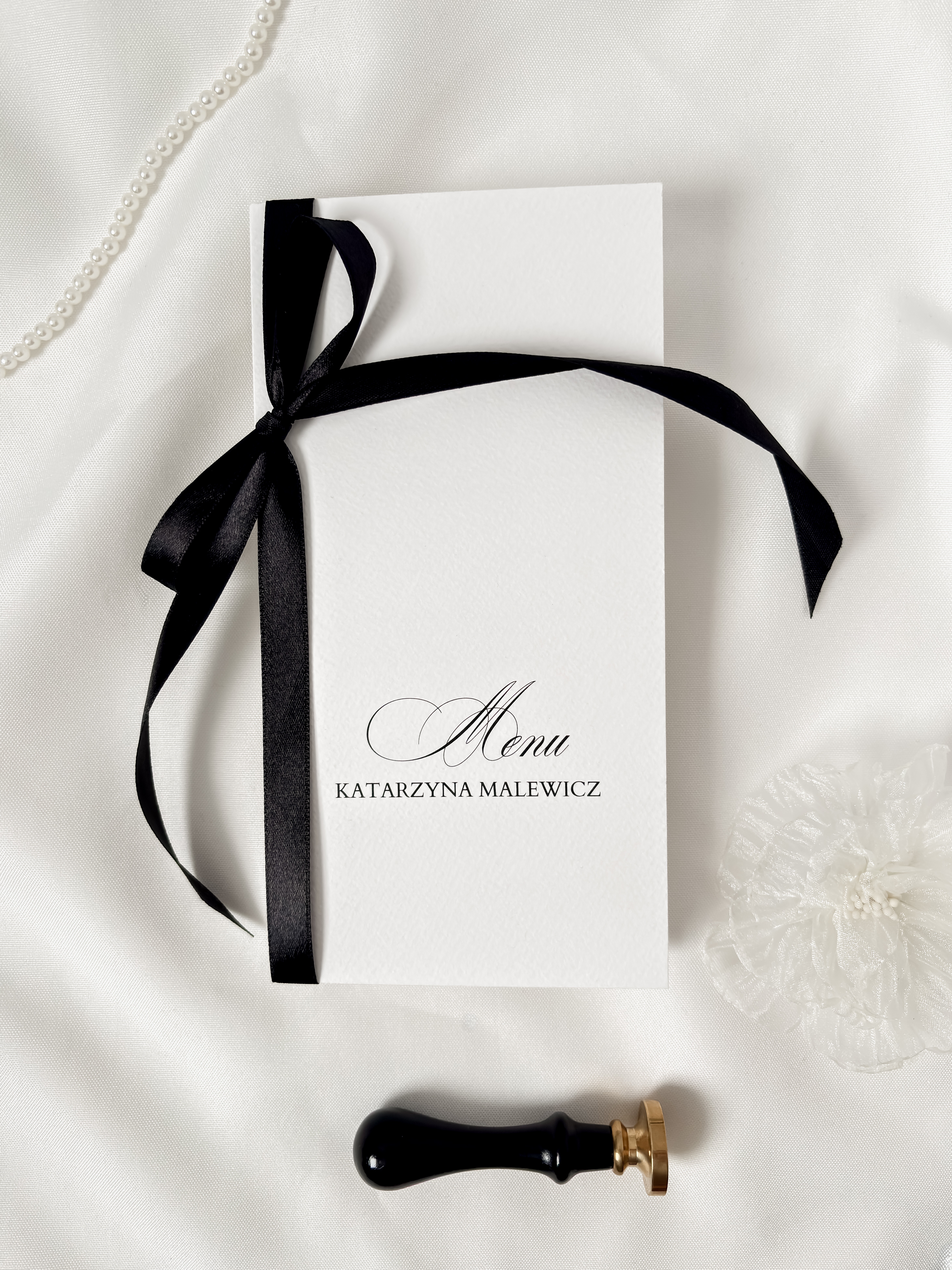 Menu z winietką i kokardką Margot