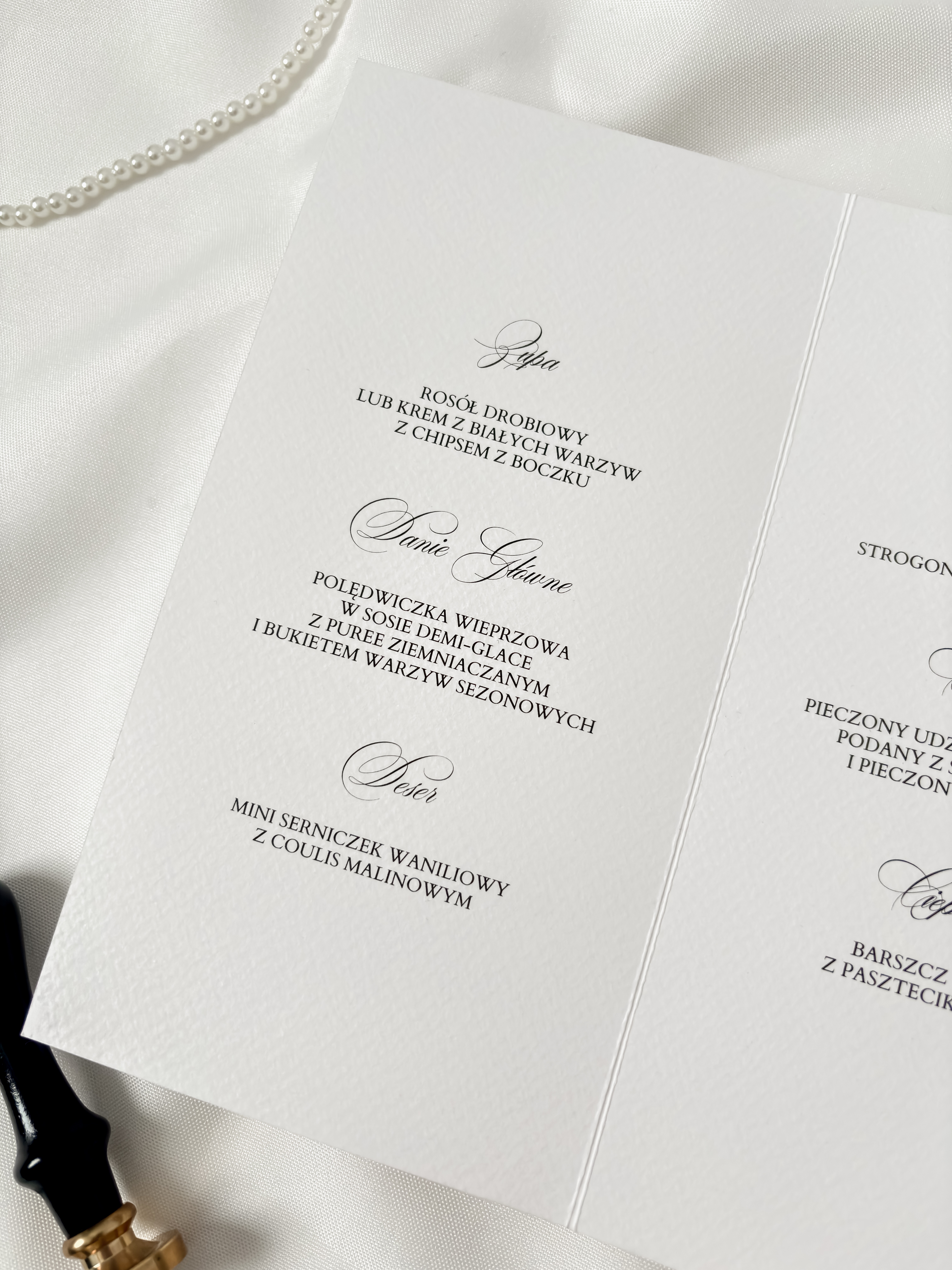 menu weselne składane