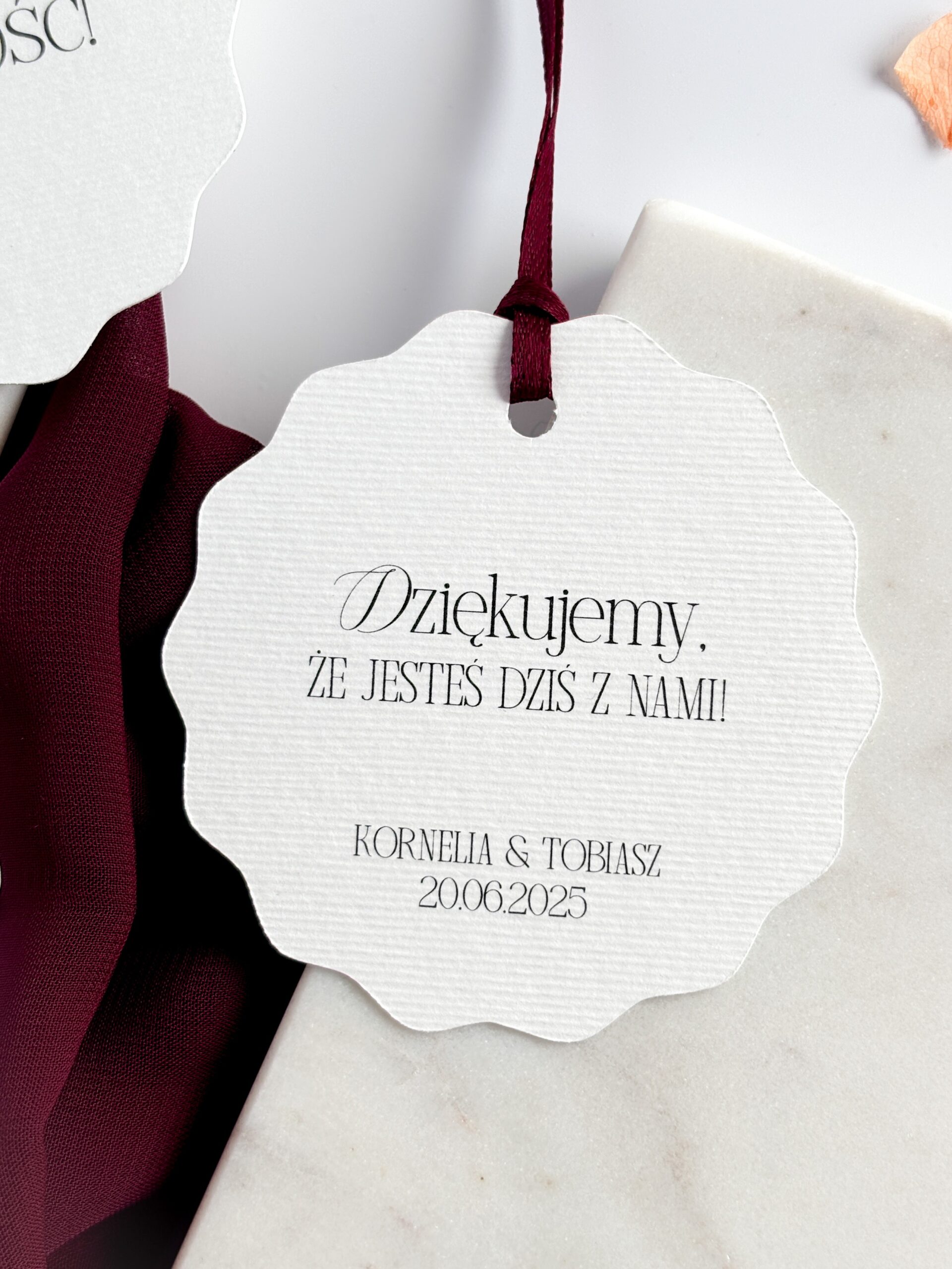 bilecik z podziękowaniem dla gości