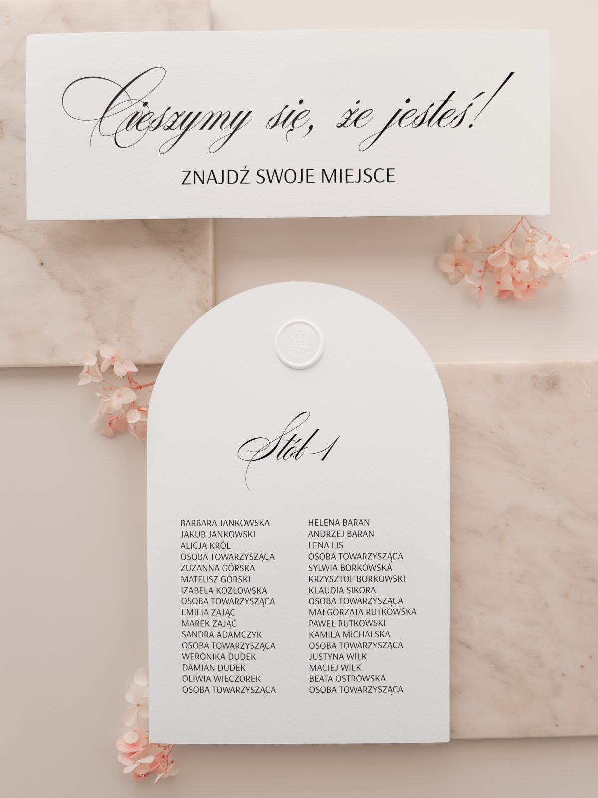 Karty z usadzeniem gości A4 Zoya