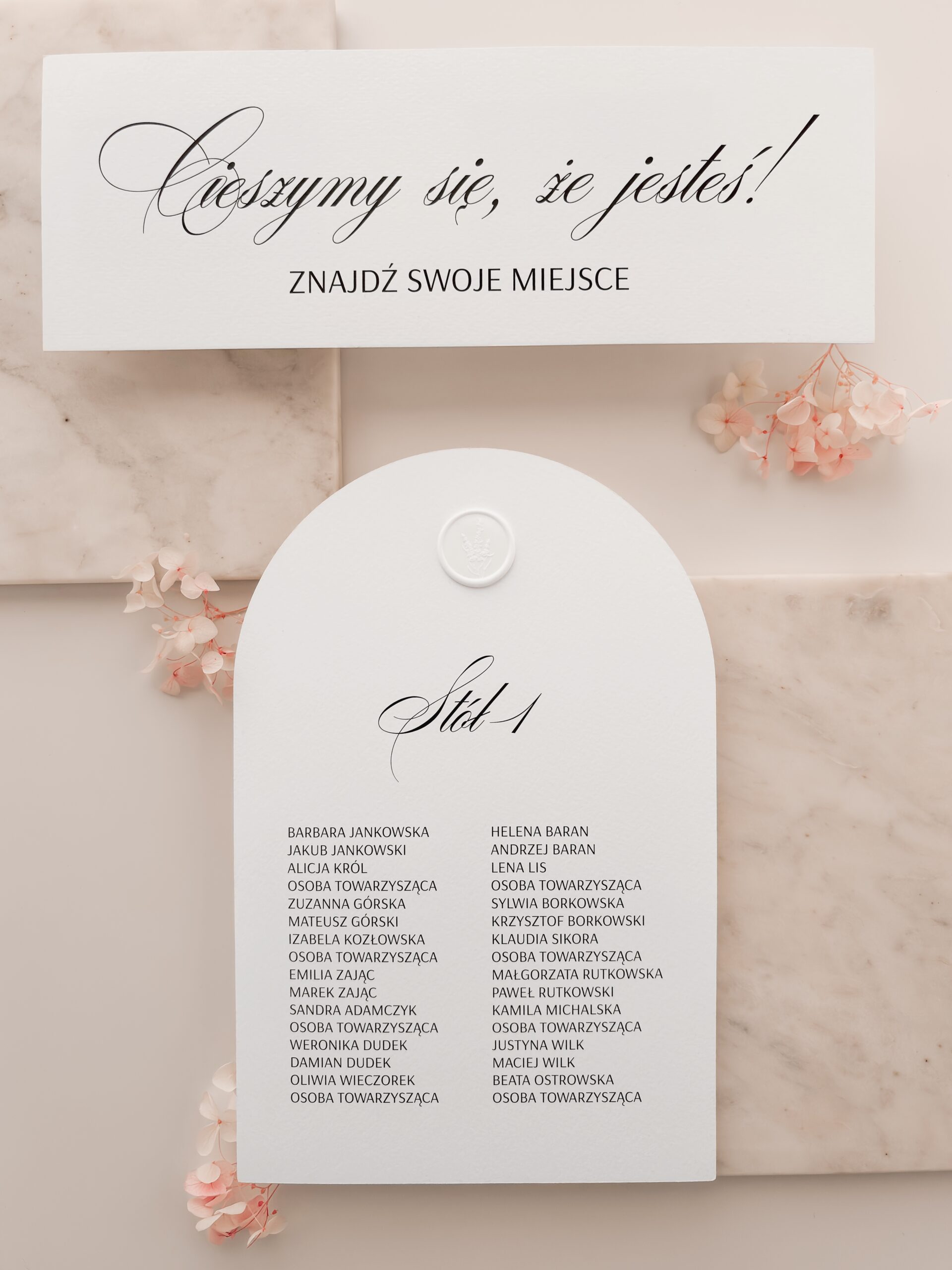 Karty z usadzeniem gości A4 Zoya