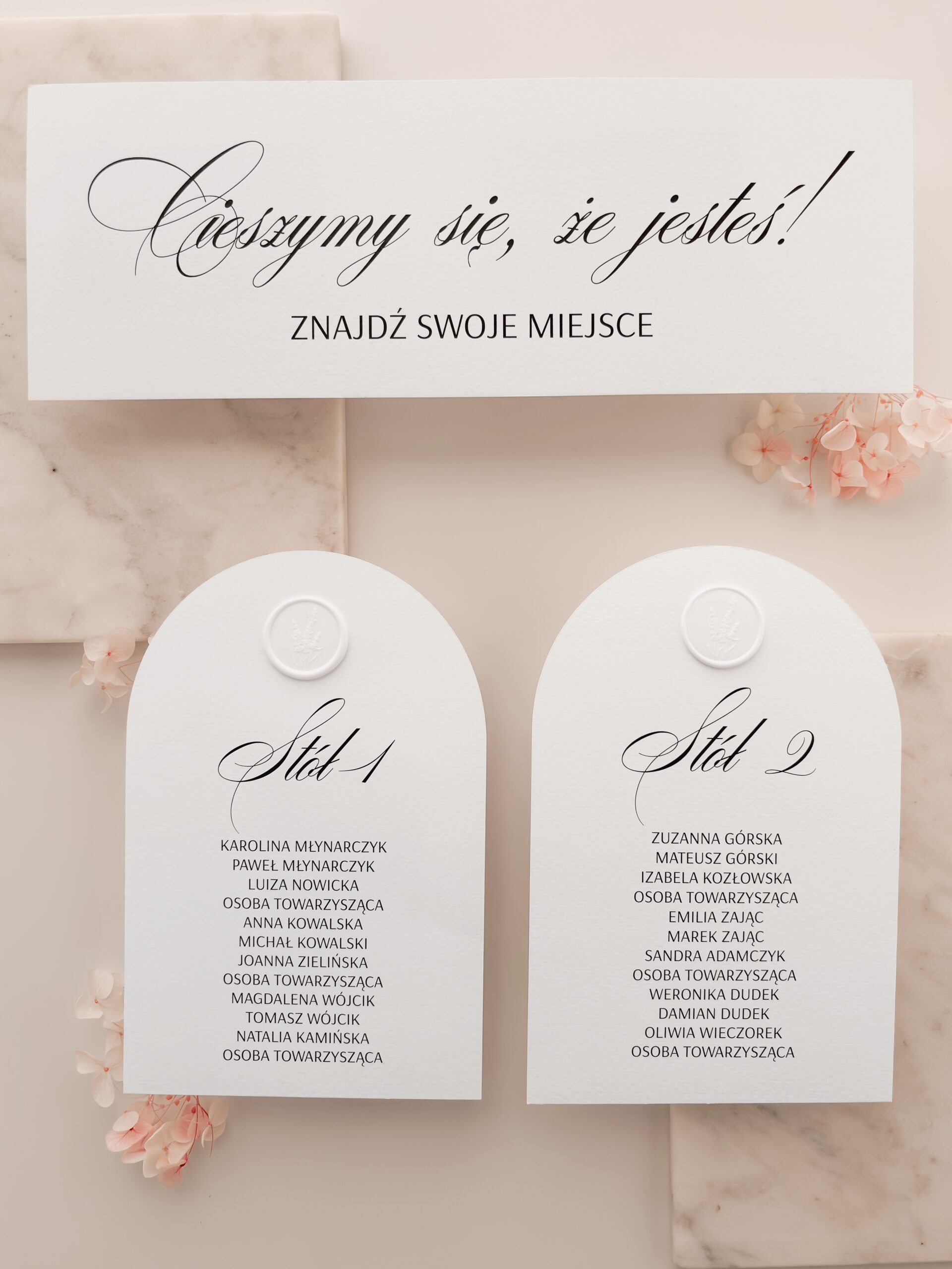 Karty z usadzeniem gości A5 Zoya