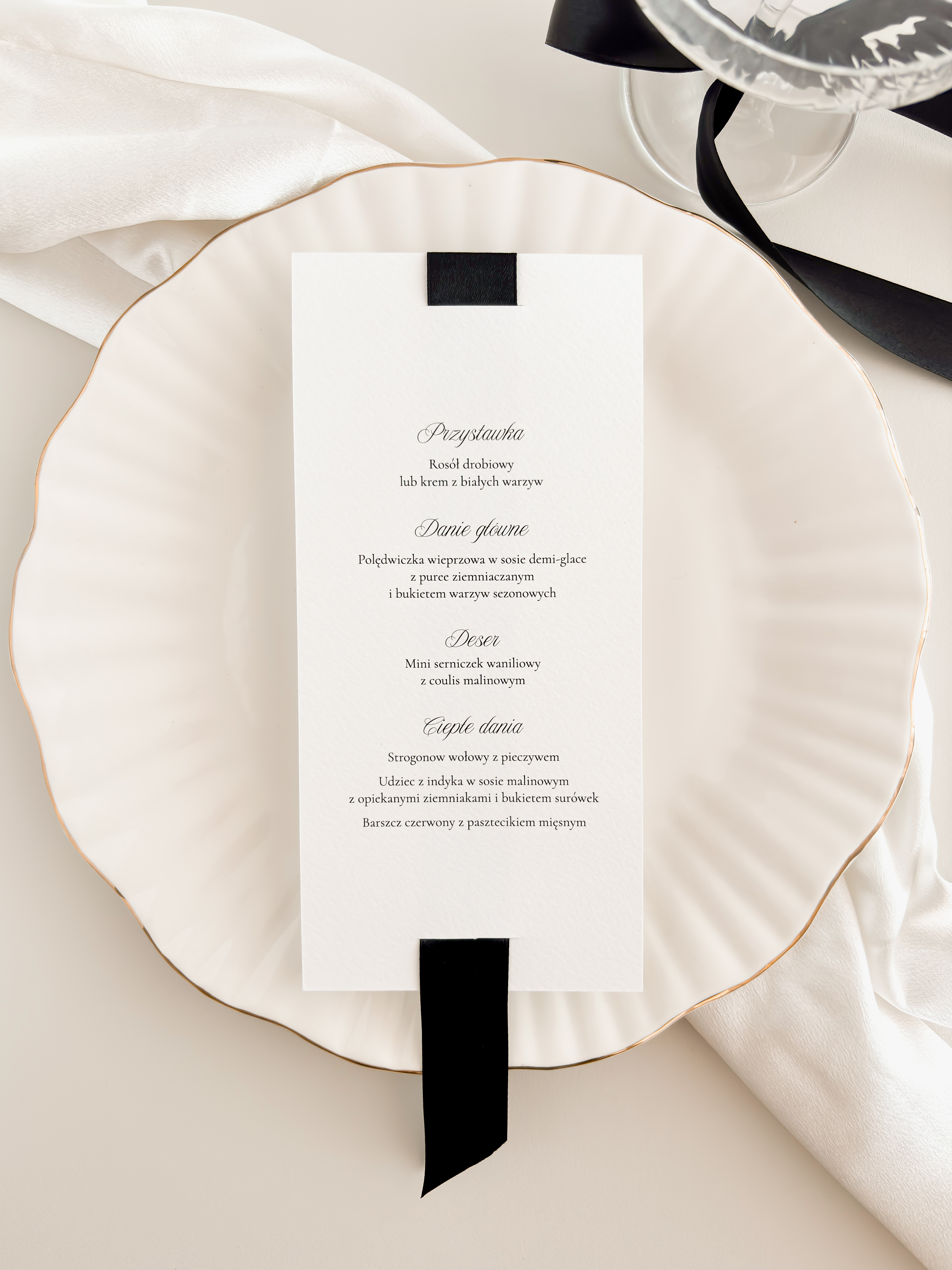 menu z winietką na wstążce