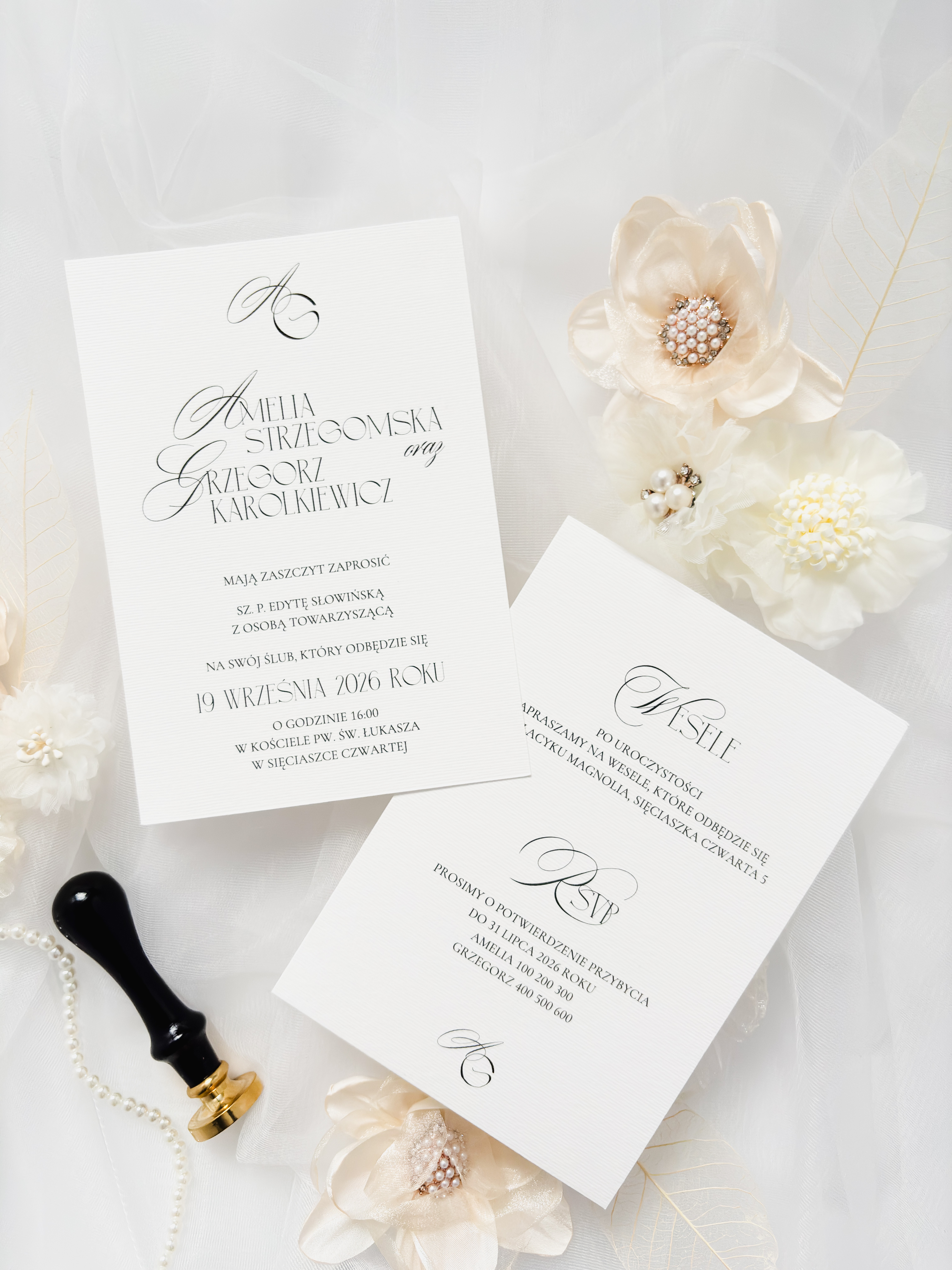 2 eleganckie zaproszenie ślubne