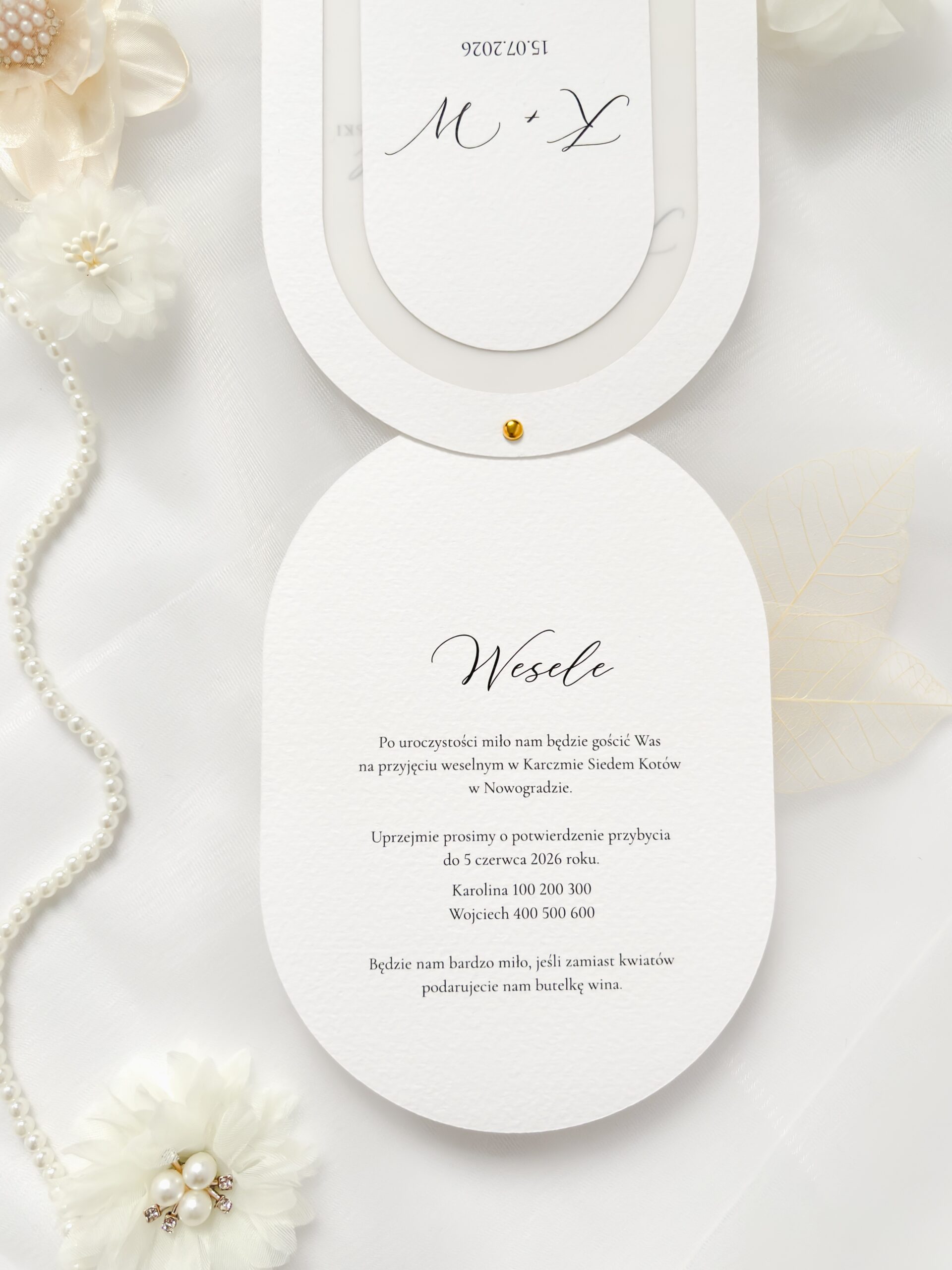 nowoczesne zaproszenie ślubne wycinane
