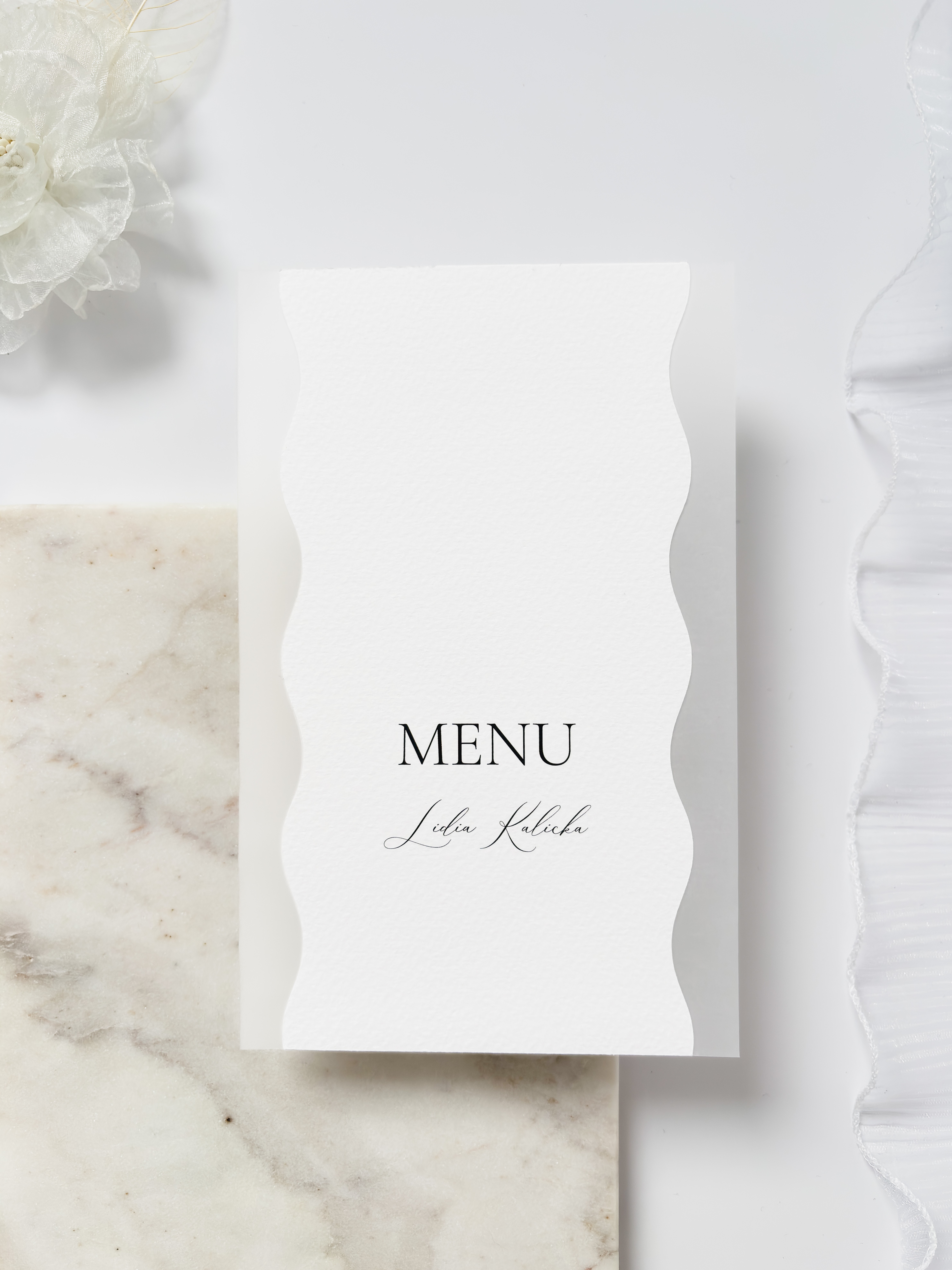 Nowoczesne menu weselne z winietką