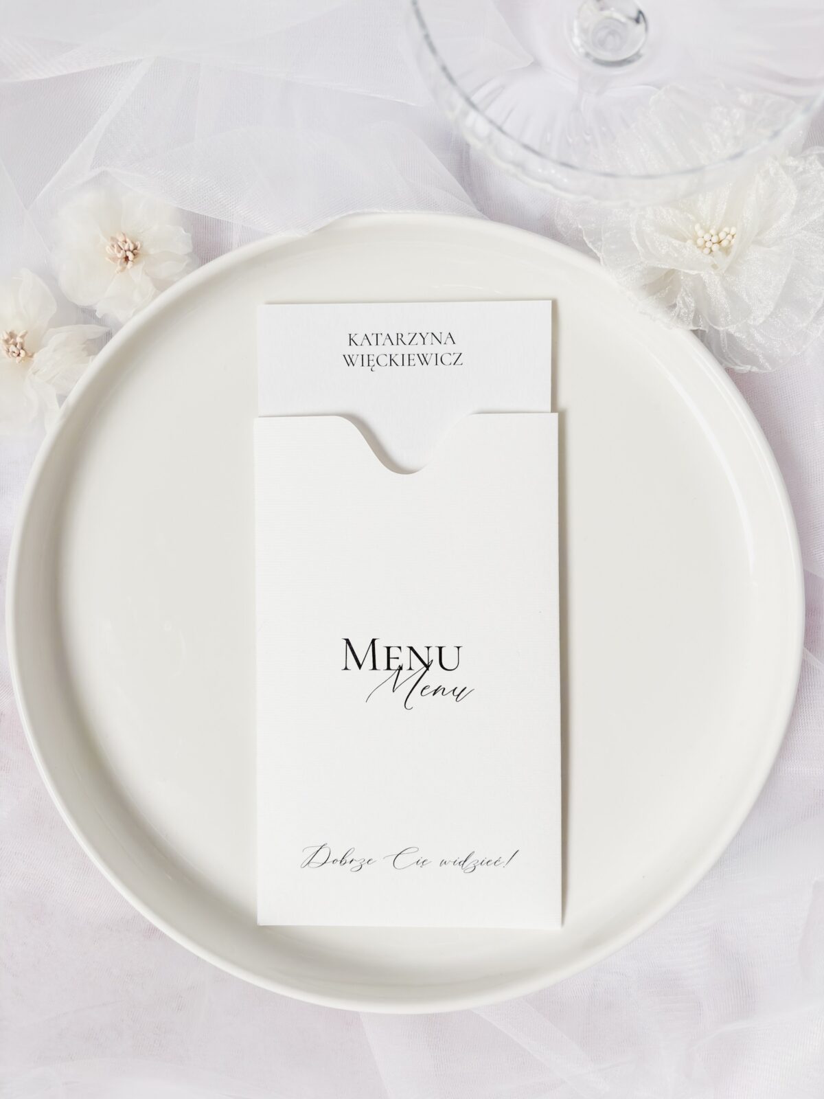 Menu z winietką na stół weselny