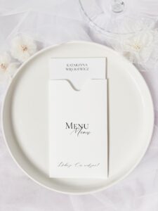 Menu z winietką na stół weselny