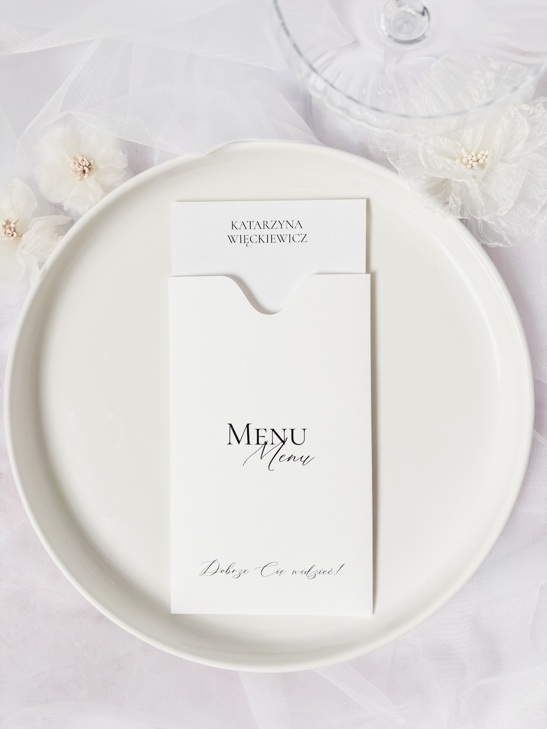 Menu z winietką na stół weselny
