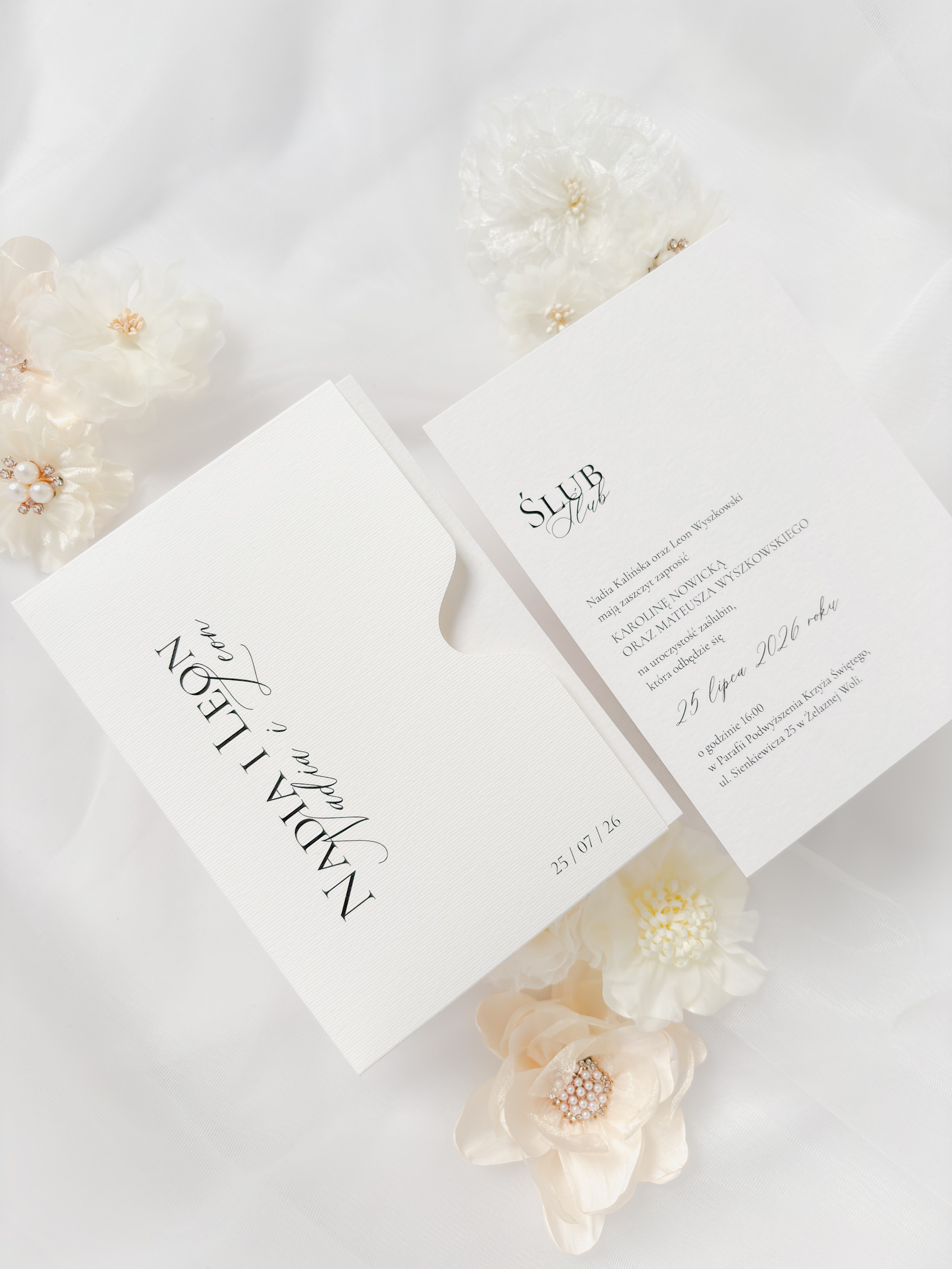 jednokartkowe zaproszenie ślubne