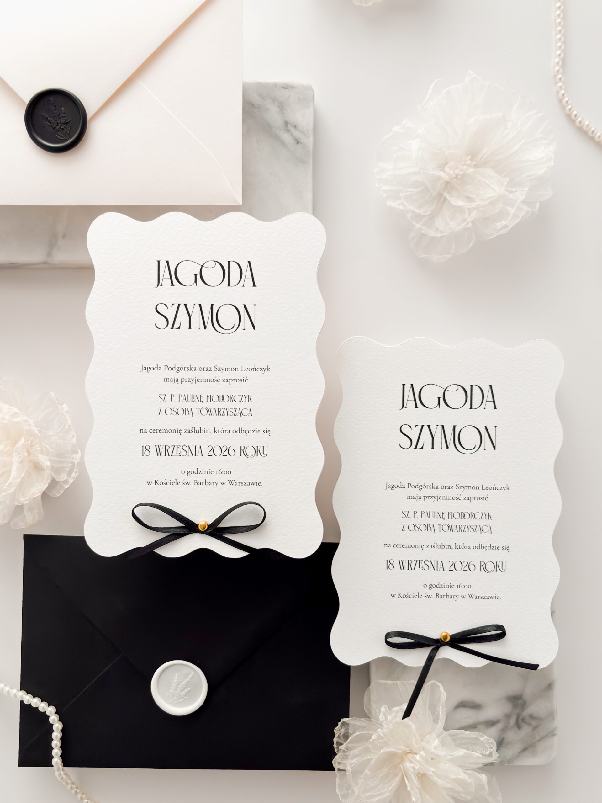 zaproszenie ślubne w kształcie fali