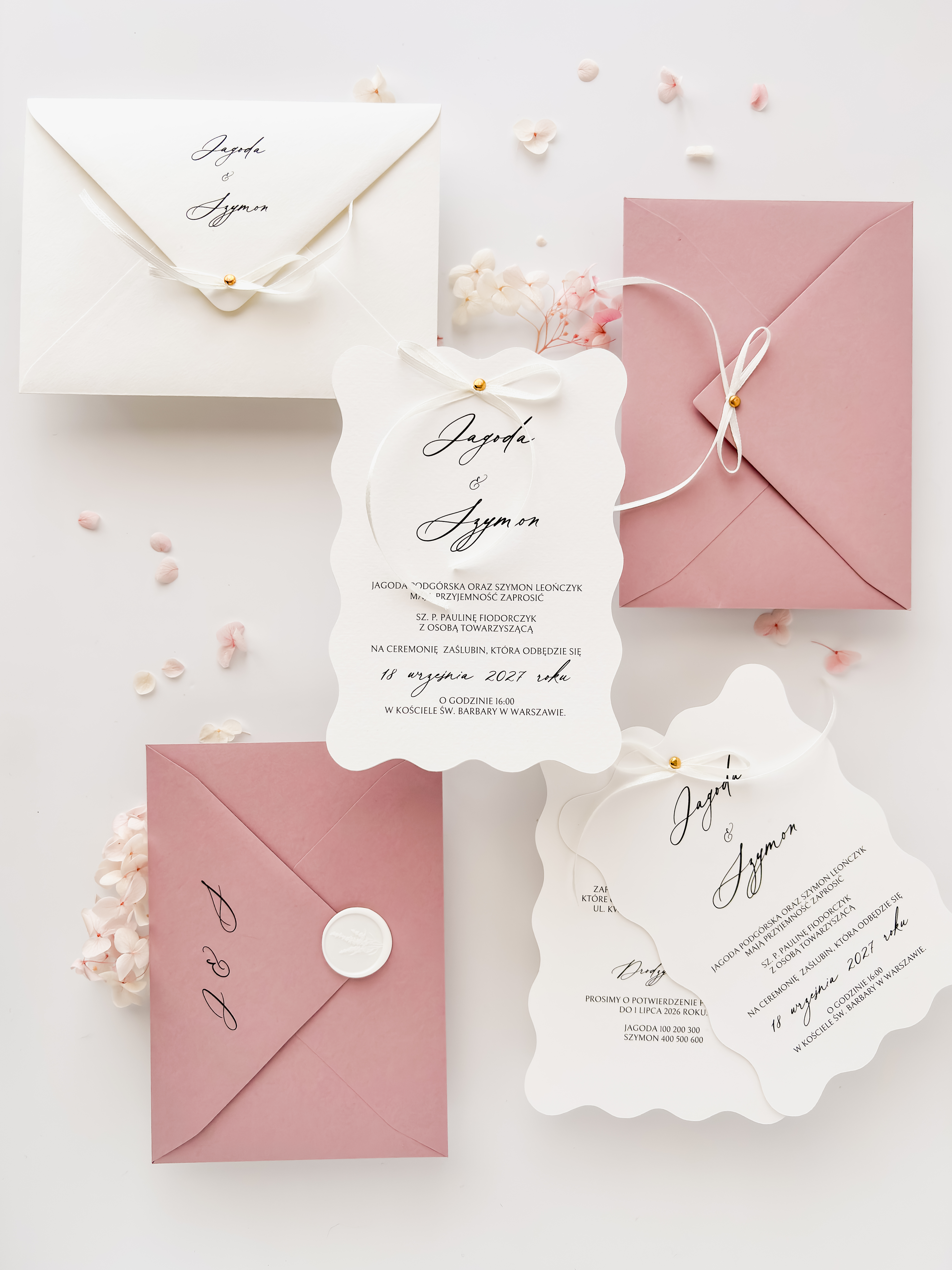 falowane zaproszenie ślubne