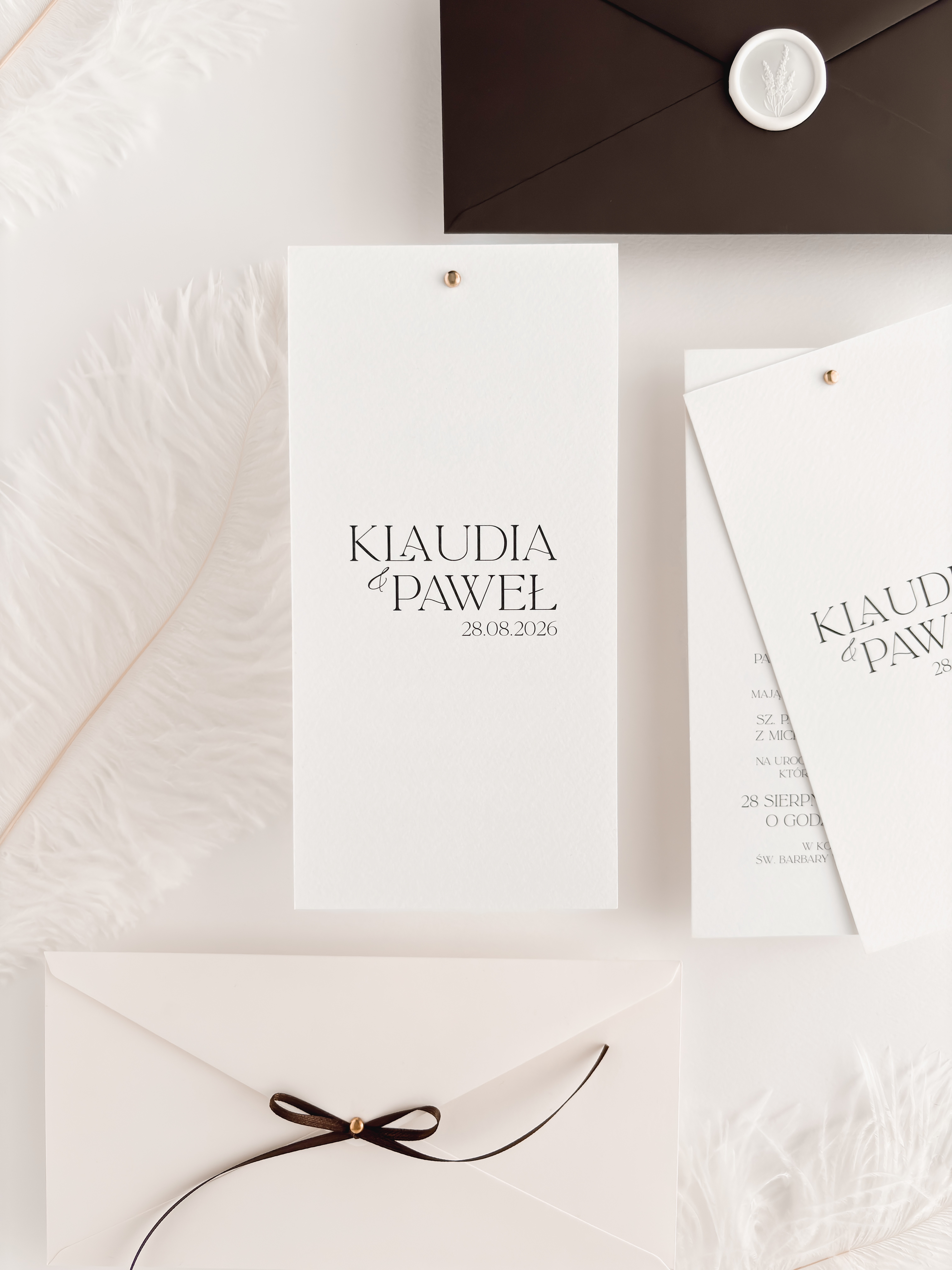 eleganckie trzykartkowe zaproszenie ślubne
