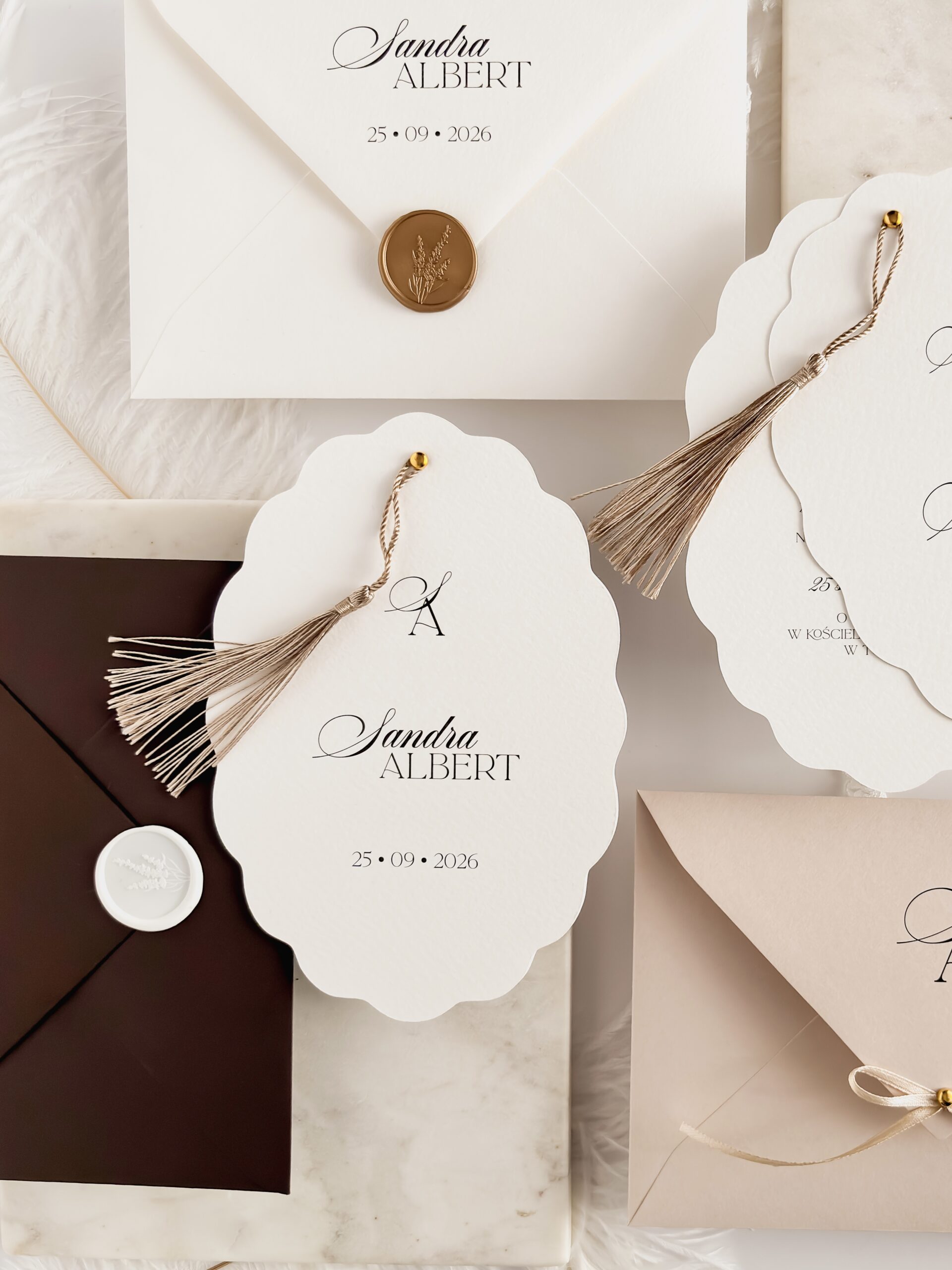 Zaproszenie ślubne z ozdobnym chwostem