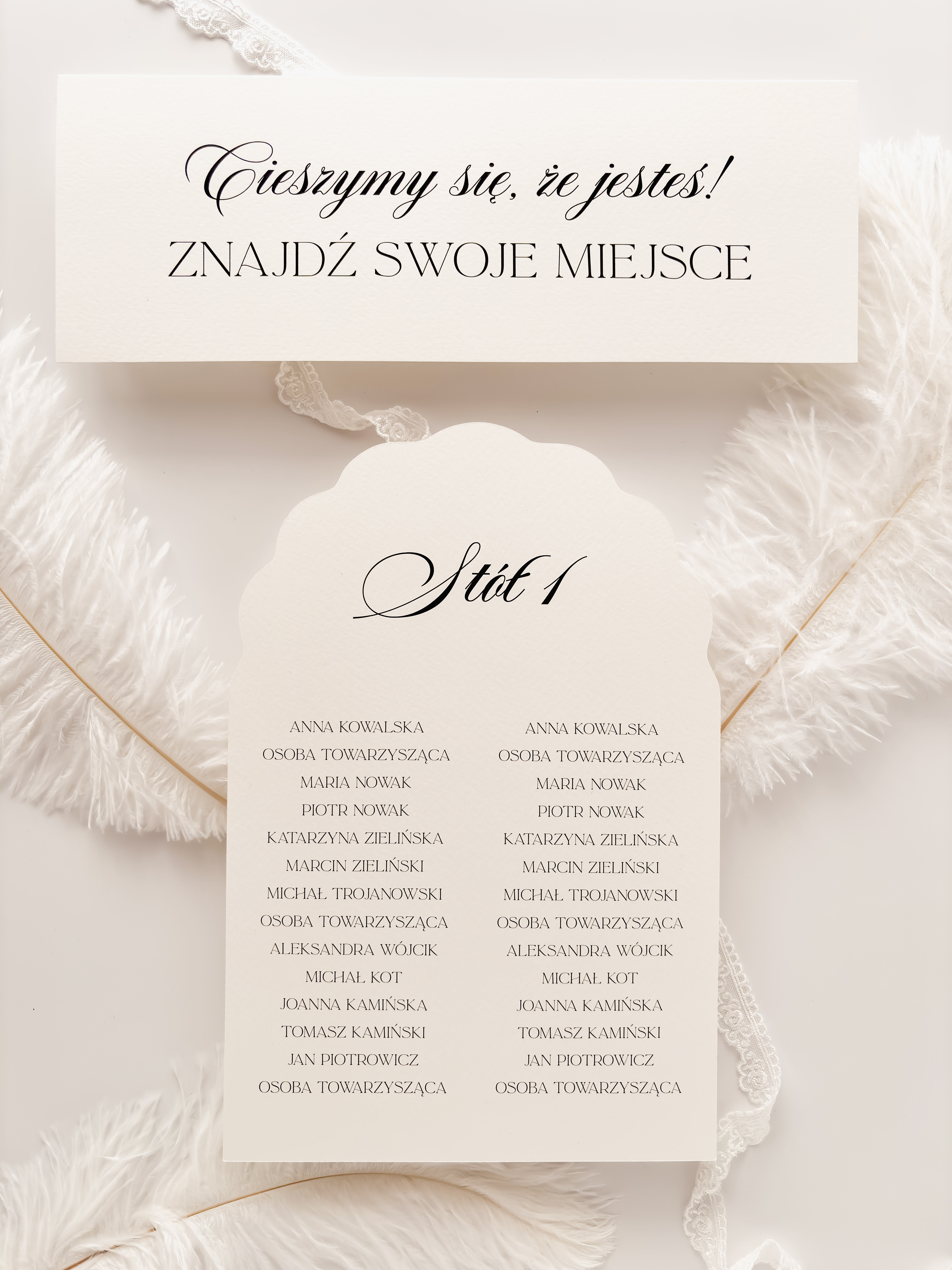 dekoracyjne karty planu stołów na przyjęcie ślubne, Plan stołów w formie pojedynczych kart