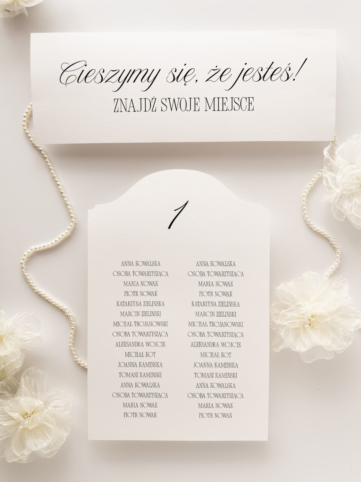 Plan miejsc w formie pojedynczych kart A4