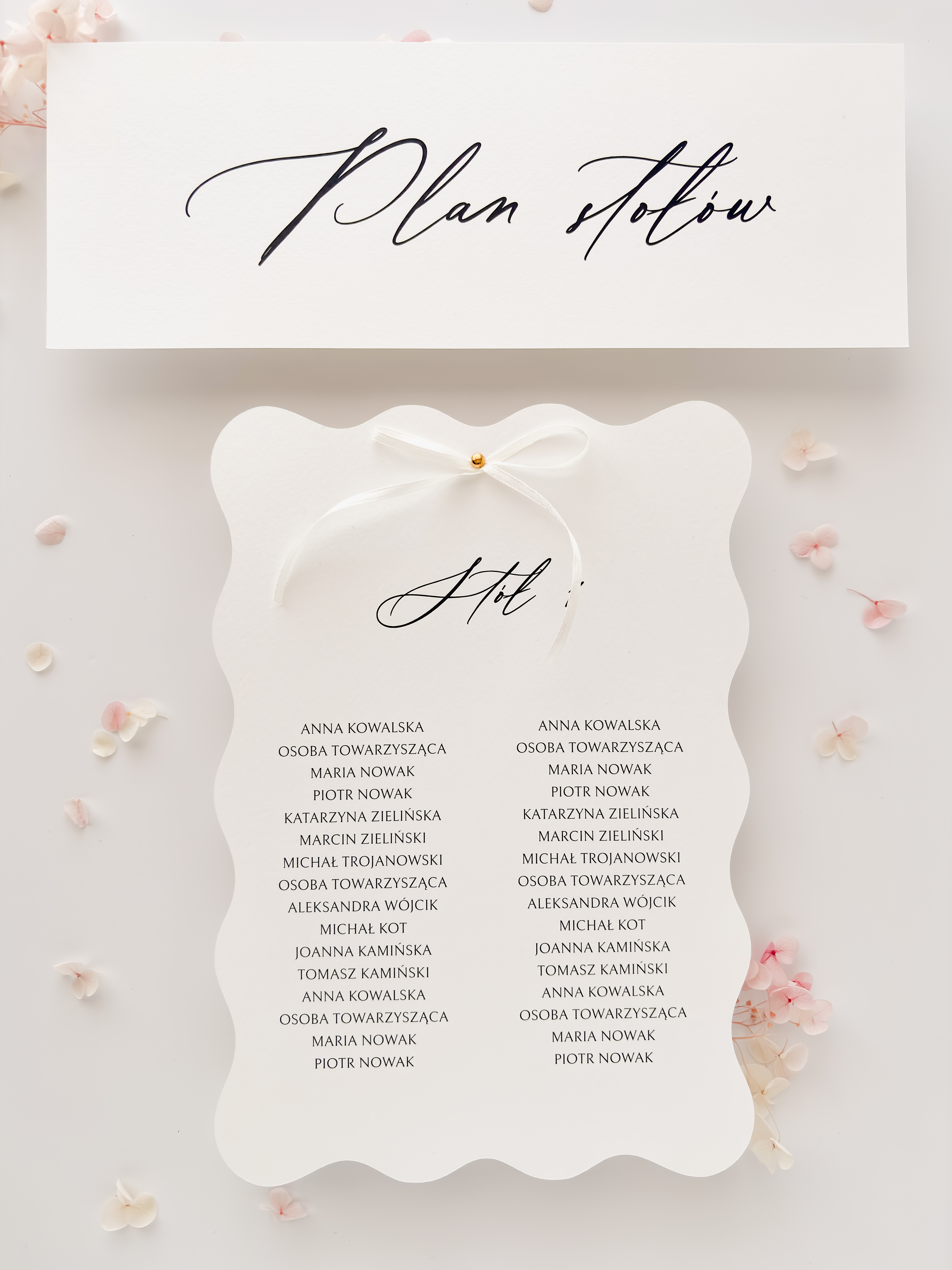 nowoczesny plan stołów na pojedynczych kartach