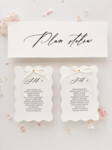 plan stołów w formie kart