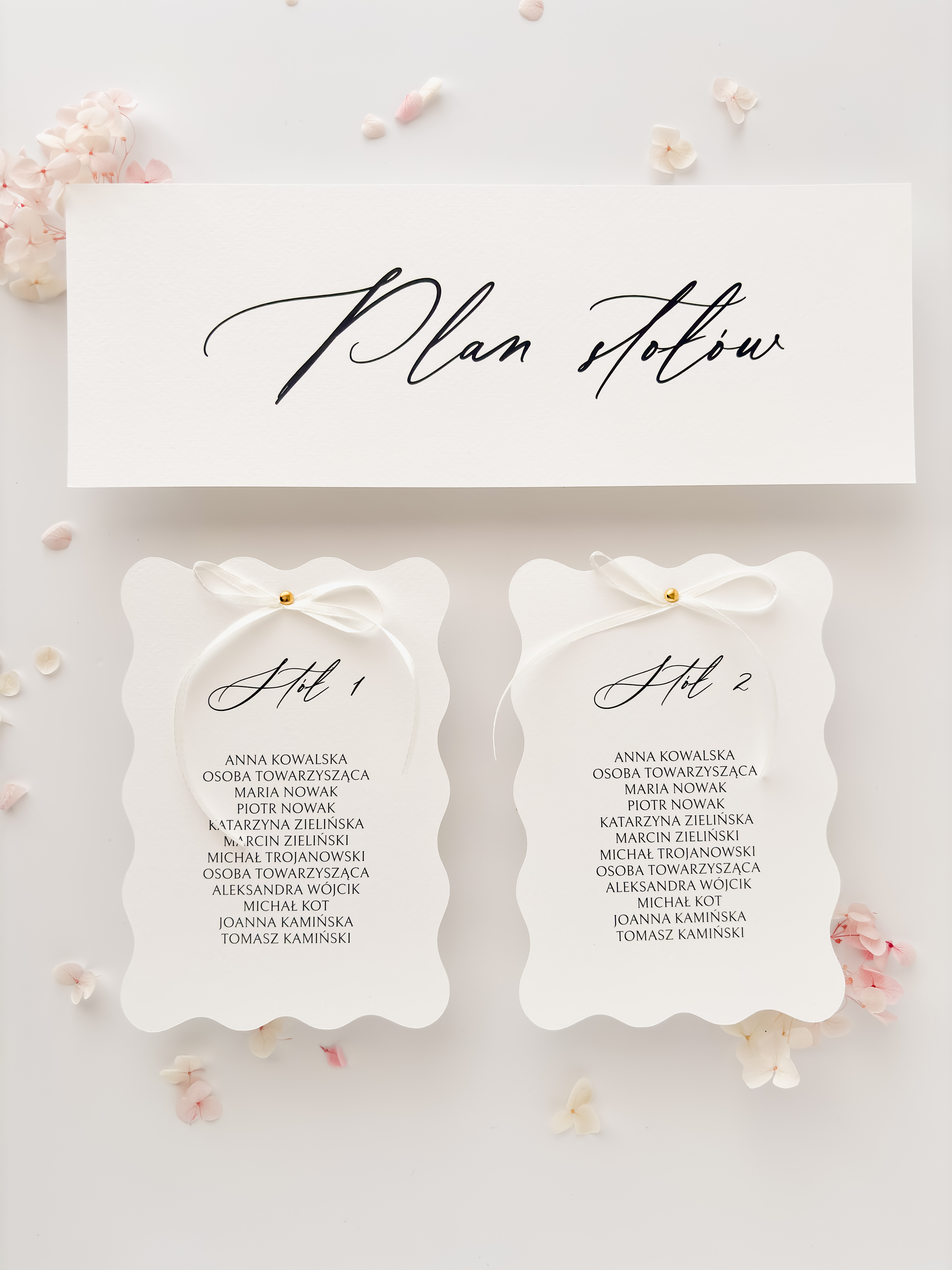 plan stołów w formie kart