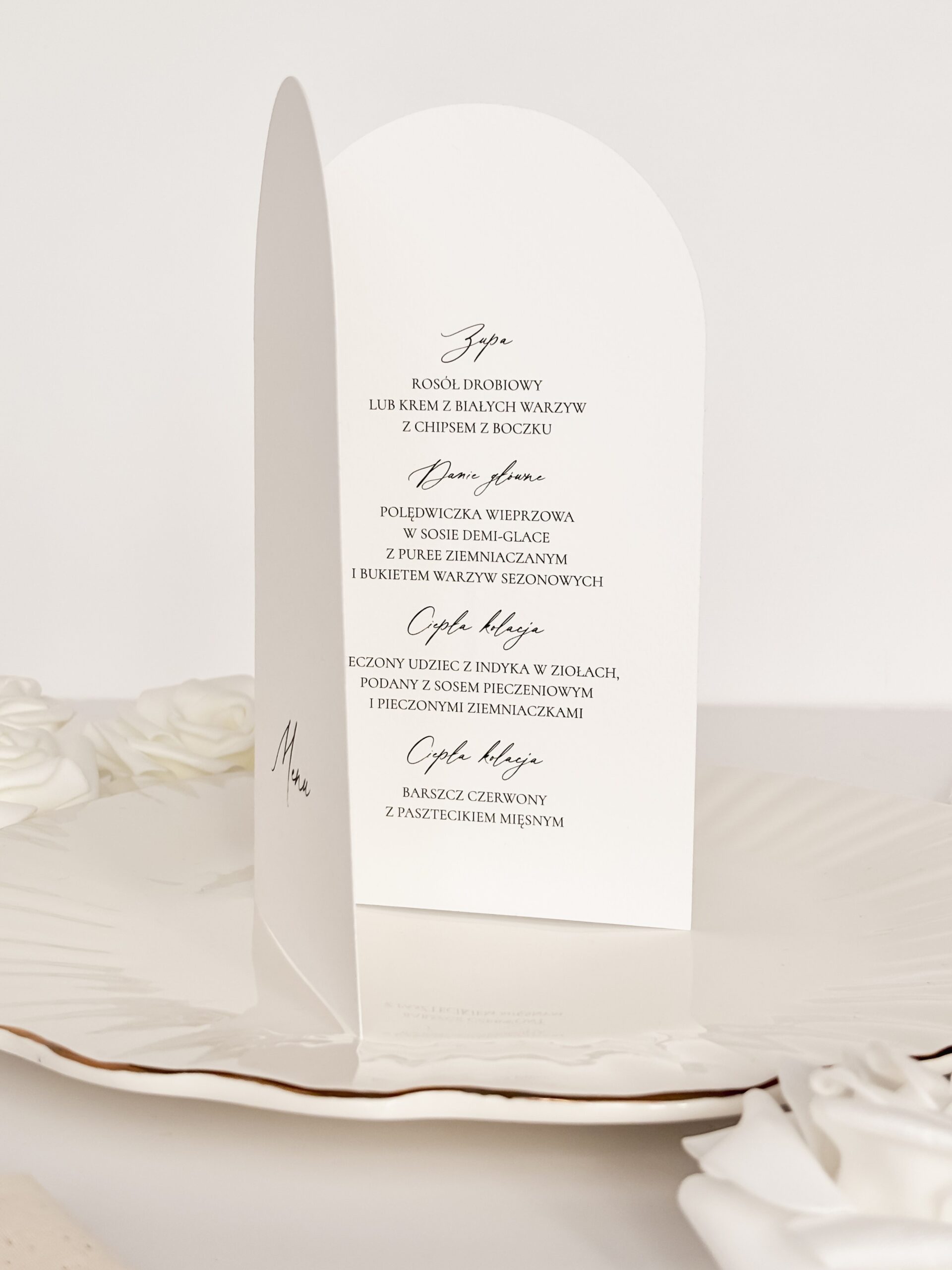 menu stojące na stół weselny eleganackie