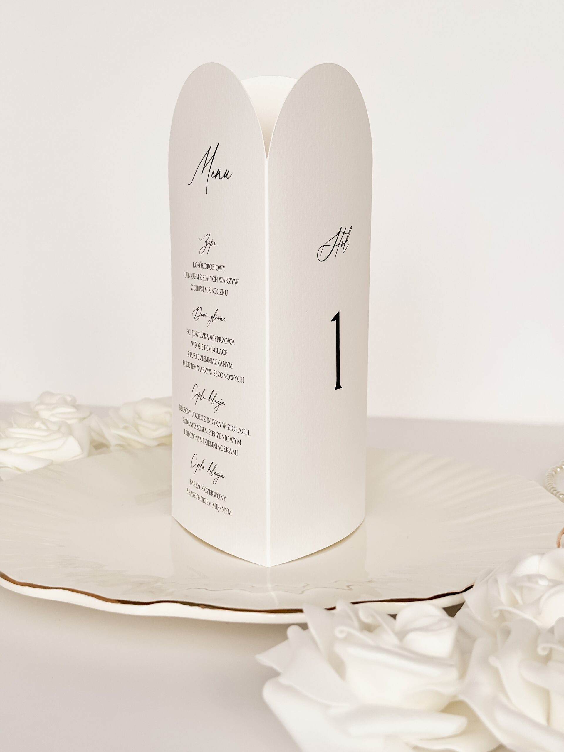 trójstronne menu weselne