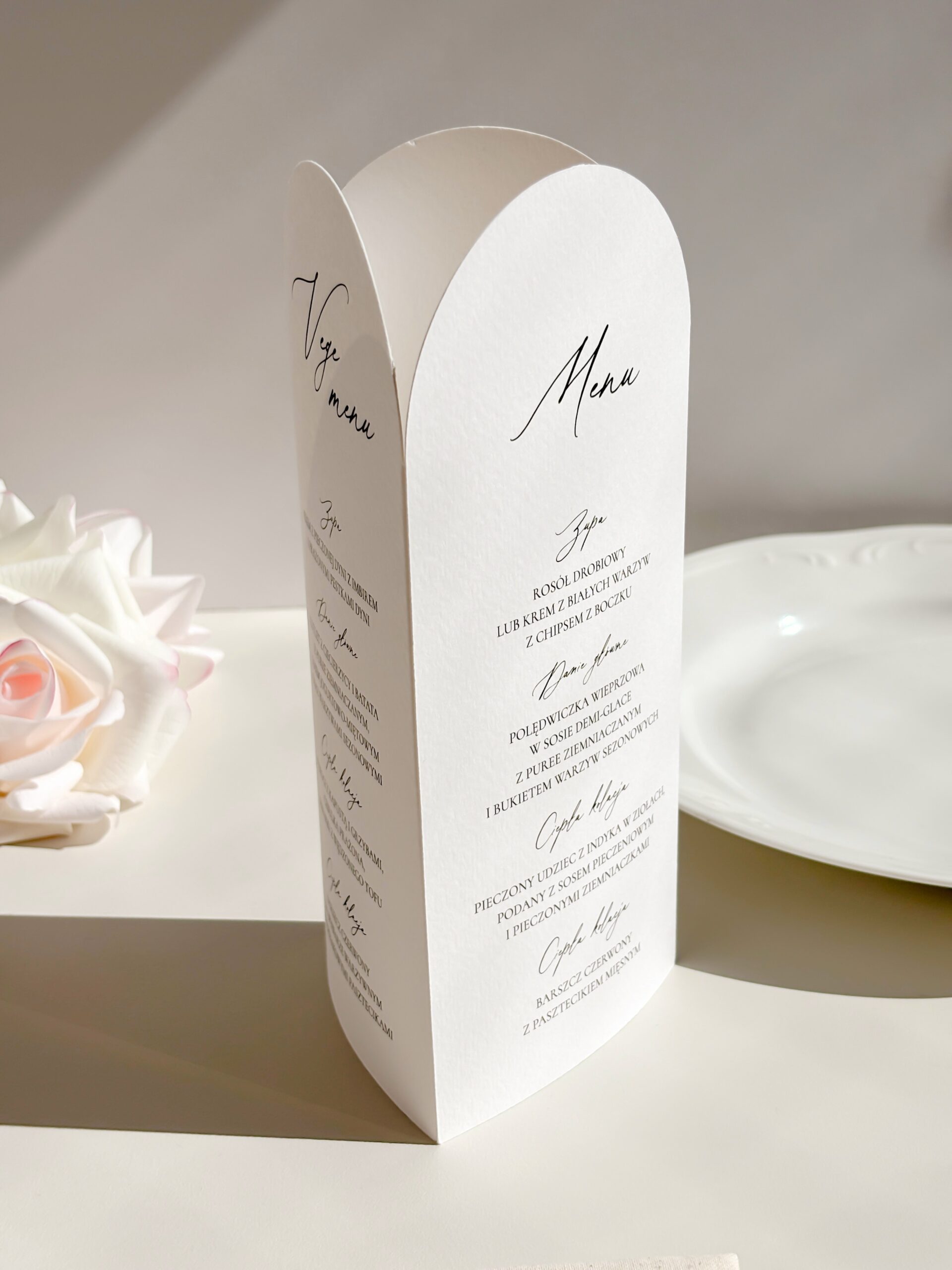 trójstronne menu weselne