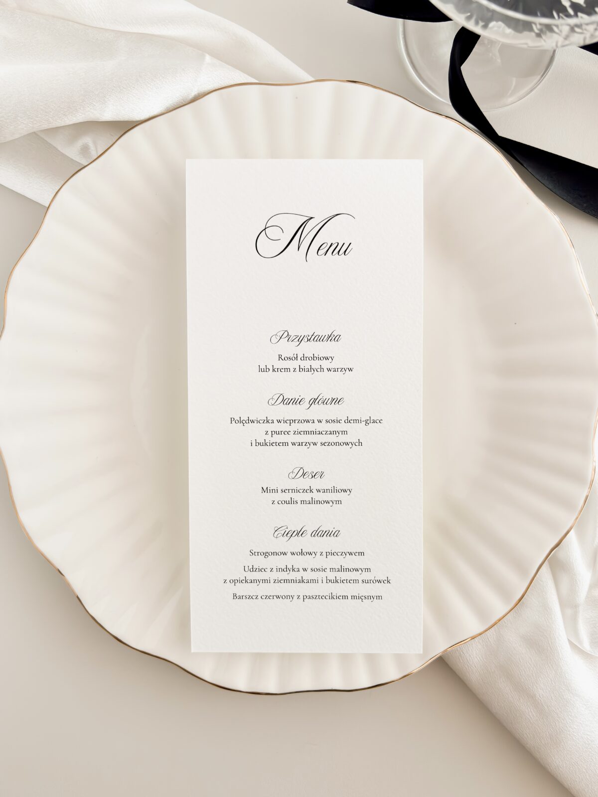 Leżące menu weselne