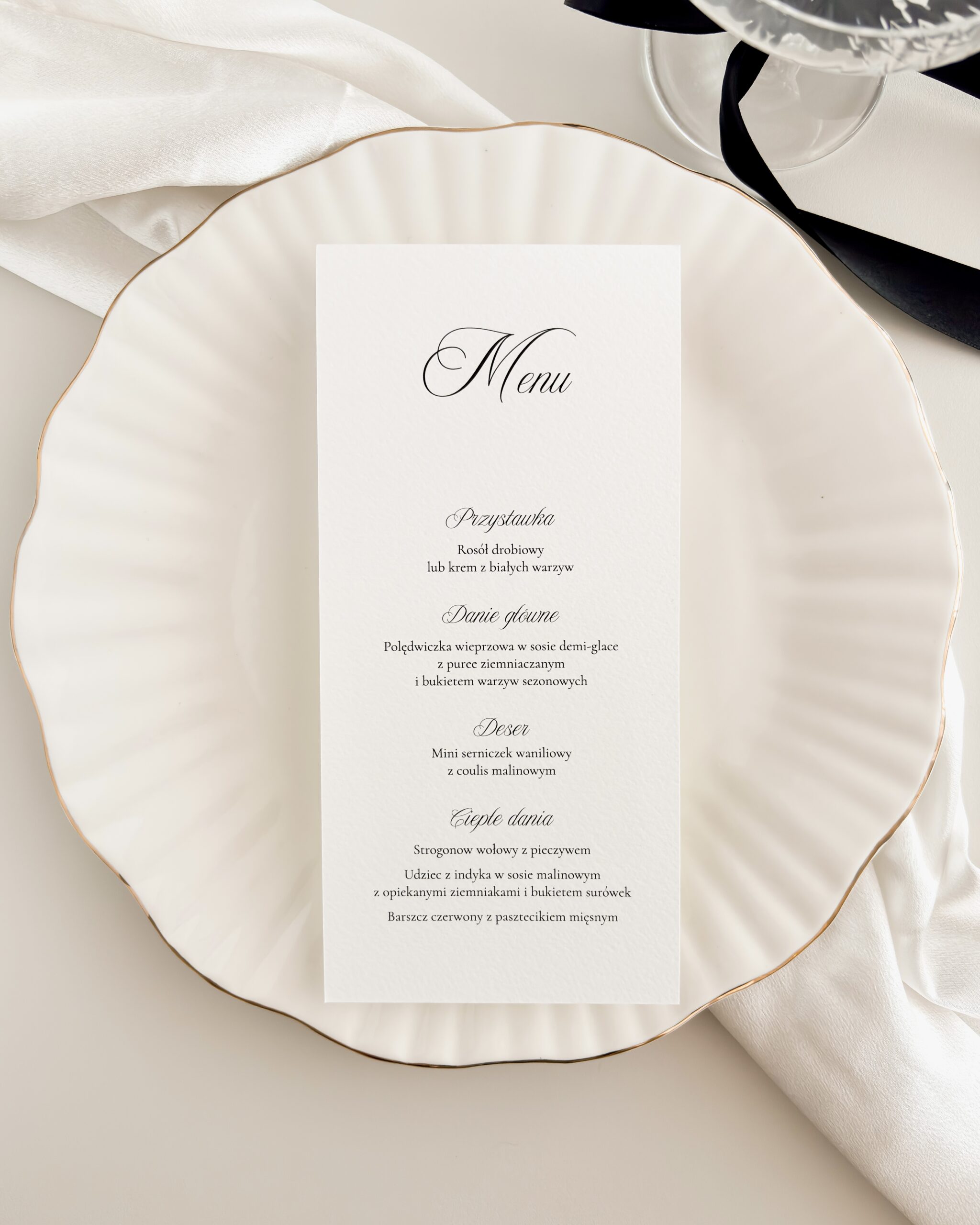 Leżące menu weselne