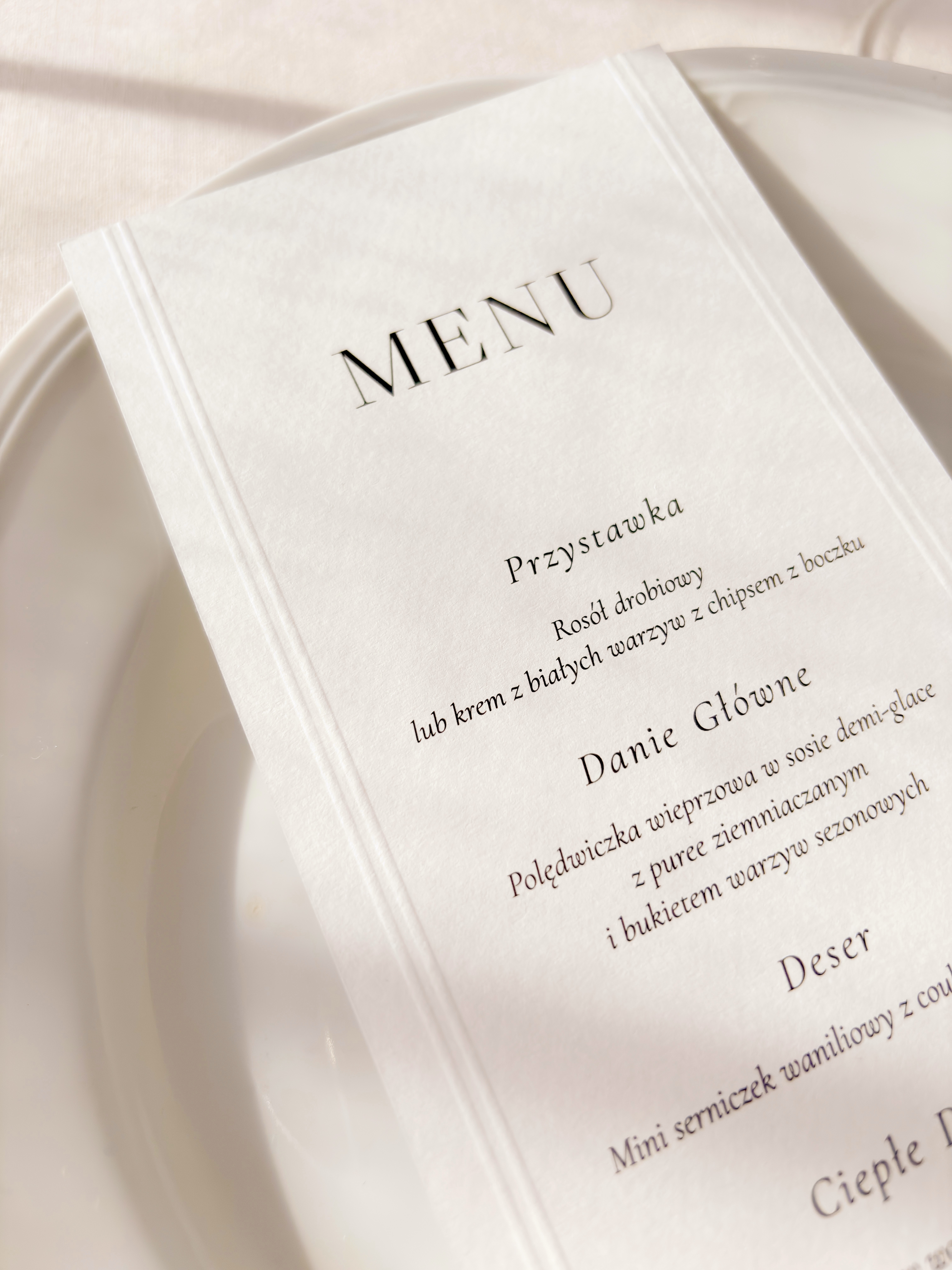 Menu weselne tłoczone