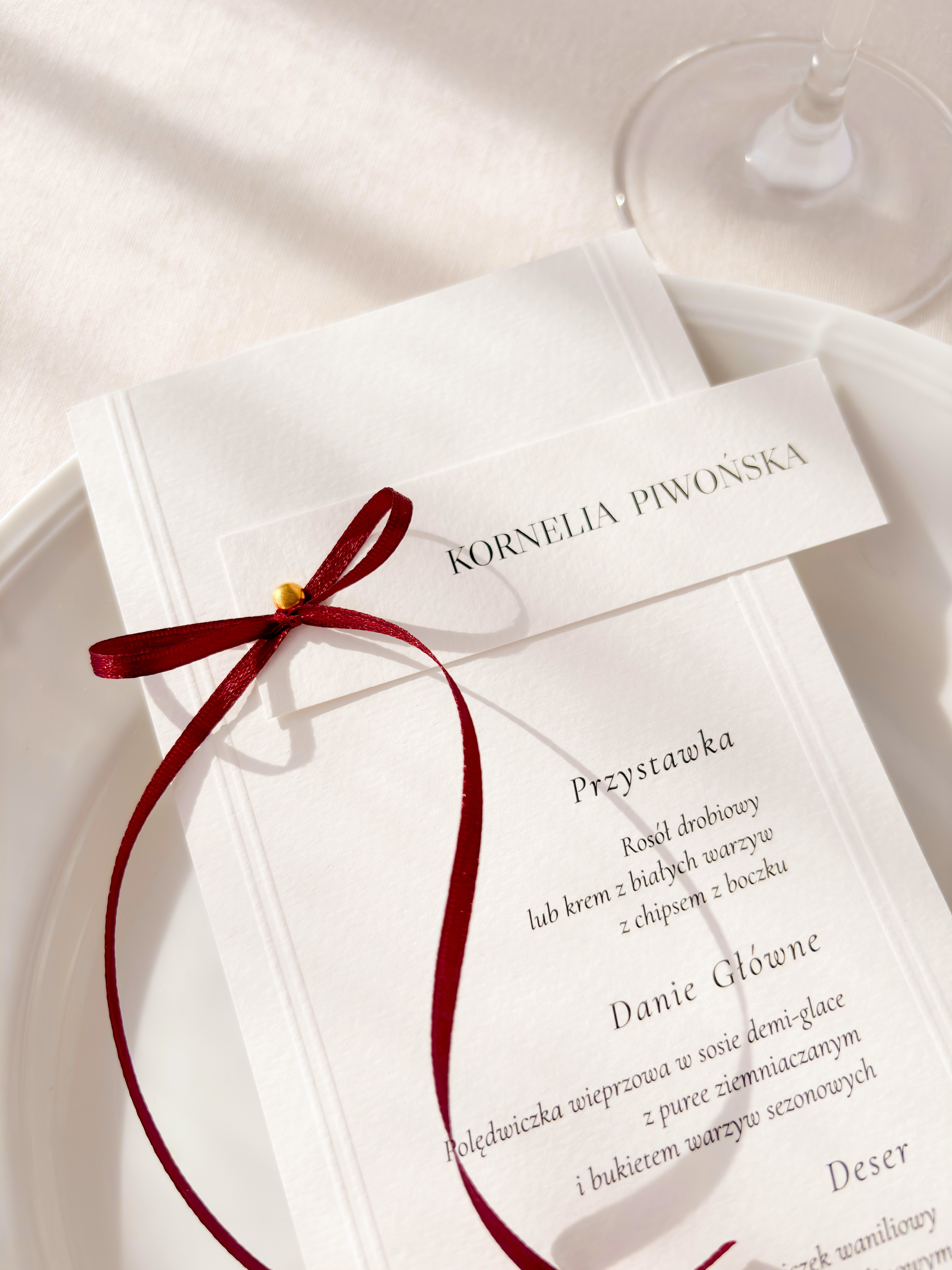 menu weselne ze wstążką